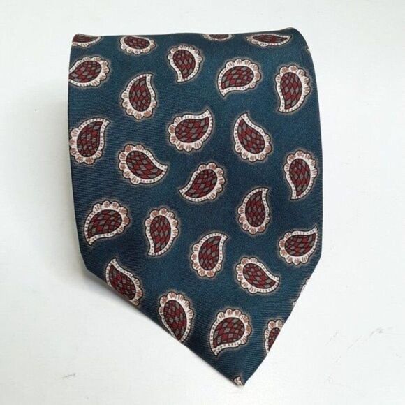 Oscar De La Renta Vintage Y2K Green Silk Men Tie - Picture 1 of 10